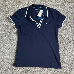 Nautica Blue Polo Shirt with White Trim